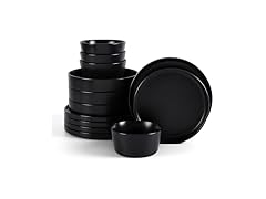 Stone Lain Celina Stoneware 12-Piece Dinnerware Set, Black