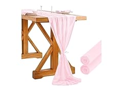 Chiffon Table Runner 27x120 Inches Sheer Pink Table Runners 2 Packs 10Ft