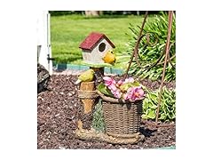 Sunnydaze Polyresin Bird House Outdoor Statue Planter