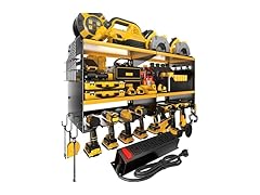 Spampur Power Tool Organizer Wall Mount 15 Min Assembly & Maximum 420lb Load by Heavy Duty Metal, 8 Slots for Cordless Drill, Tool Holder with 6 Outlet Power Strip (Open Box)