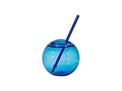 Fun Express Blue Round Cups with Straw - 25 Pieces