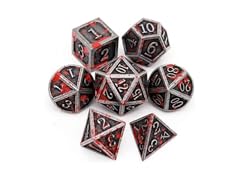 Haxtec DND 7 Piece Metal Dice Set Iron Red