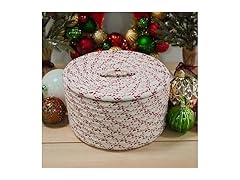 Holiday Wool Lidded Crock Basket - Red
