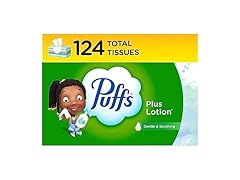 Puffs Plus Lotion Facial Tissues, 1 Family Box, 124 Tissues per Box