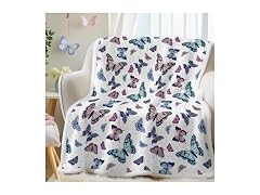 SOULZZZ Colorful Butterfly Blanket Sherpa Throw Bl