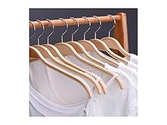  Sleek Wooden Hangers with Non-Slip Rubber Grips,30-Pack
