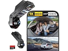 160°+185° Ultra Wide Angle 4K Dash Cam (Open Box)
