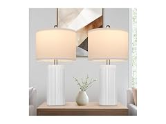 TOBUSA 23.5" White Ceramic Table Lamps Set of 2