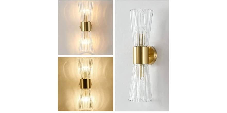 Mid-Century Modern Wall Light Fixture with Crystal Glass
