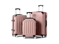 Karl home 3-Piece Luggage Set Rose Gold (20"/24"/28")
