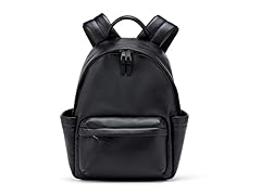 Faux Leather Small Backpack Bag, Black