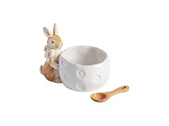 Mud Pie Easter White Bow Bunny Tidbit Bowl