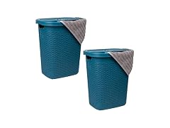 Mind Reader 50L Slim Laundry Hamper Set of 2, Blue