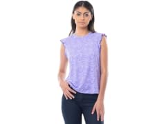 Lee Women's (L) Women's Ruffle Sleeve Crewneck Tan
