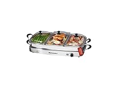 Elite Gourmet Triple 3 x 2.5 Quart Trays Buffet Server 7.5 Qt