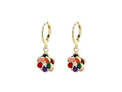 Gold Plated Floral Dangle Drop Earrings