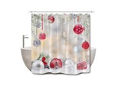 LB Christmas Shower Curtains for Bathroom Christmas Ball
