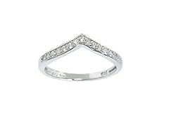 Sterling Silver With Diamond Simulant Chevron Midi Rings