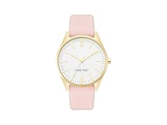 Nine West Women Gold-Tone & Pastel Pink Watch