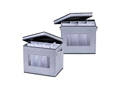 VENO 2 Pack Champagne Flute Glass Storage Box with Lid