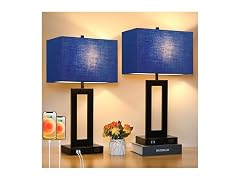TOBUSA Set of 2 Touch Control Table Lamps with 2 USB Ports
