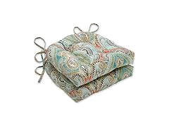 Pillow Perfect Paisley Indoor/Outdoor Chairpad w Ties 2Pk
