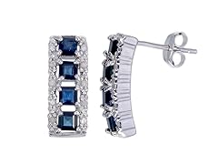 Silver Blue Sapphire & Diamond EarRing- Pick Size