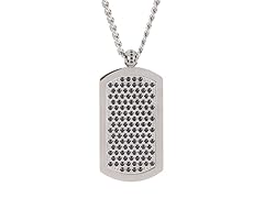 Blackjack Jewelry Stainless Steel CZ Dog Tag Pendant With 24" Cuban Chain