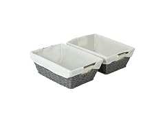 Sukkiri Homu Trapezoid Storage Basket with Handle, Set of 2 Grey