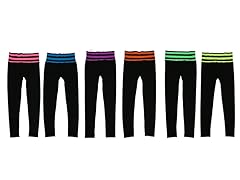 6Pk Stripes Waist Band Leggings