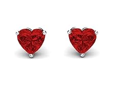 CZ Heart Garnet Earrings