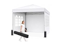 SANWAY 10x10 Pop Up Canopy with Sidewall,White