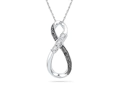 Sterling Silver Dia Accent Black & White Infinity Necklace