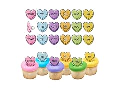 DecoPac Candy Heart Rings, 24 Cupcake Decorations