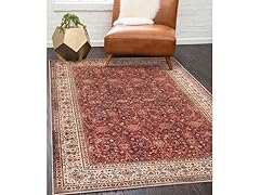 Superior Boho Floral Medallion Washable Rug