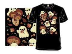 Cute Ghosts with Autumn Mushrooms
