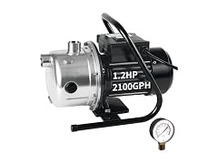 LANCHEZ 1.2 HP Shallow Well Pump, 2100 GPH Stainless Steel Garden Irrigation Pump, 115V Water Transfer Pump, Water Booster Jet Pump for Home Garden Lawn Farm, Black silver (Open Box)