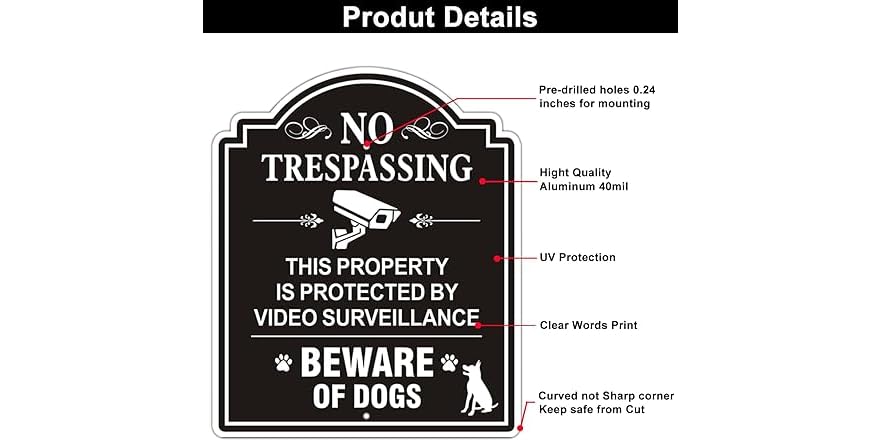 Beware of Dog Sign 8x12 Aluminum