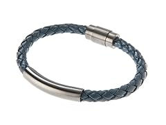 Blackjack Jewelry Blue Leather S.Steel ID Bracelet