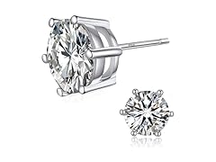 18K Diamond Stud Earrings 1 ct Silver