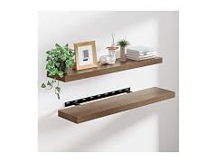 Heimlove Walnut Floating Shelves 36"L, 8" Deep Set of 2