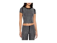 Forever 21 Women (M) Contour Sculpt Rhinestone Tee