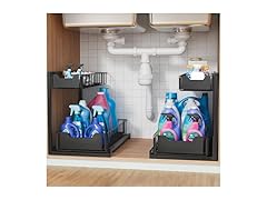 Cegkanenx 2 Pack Metal Under Sink Organizer