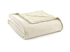 Micro Flannel Reversible Dyed-to-Match Sherpa Backed Full/Queen Blanket - 4 Colors