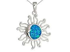 Sterling Silver Rhodium Created Opal Sun 18" DC