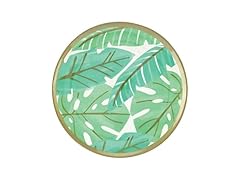 Slant Party Supplies - 8" Melamine Plastic Plate Set of 4, Green Gold Palm Leaf