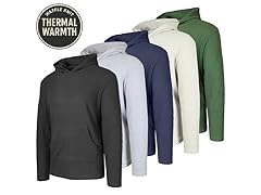 3Pk Mens Waffle-Knit Thermal Pullover Hoodie