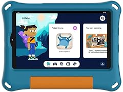 onn. 8" Kids Tablet, 1280 x 800 Resolution, 32GB, (2024 Model), Android 14 (Includes Aqua Rubberized Case with Kickstand) (Renewed) (Open Box)