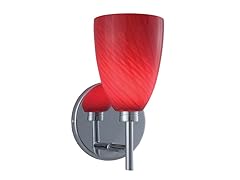 1-Light Red Handcrafted Glass Chrome Wall Sconce