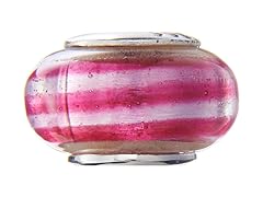 Pink & Red Swirl Glass Bead